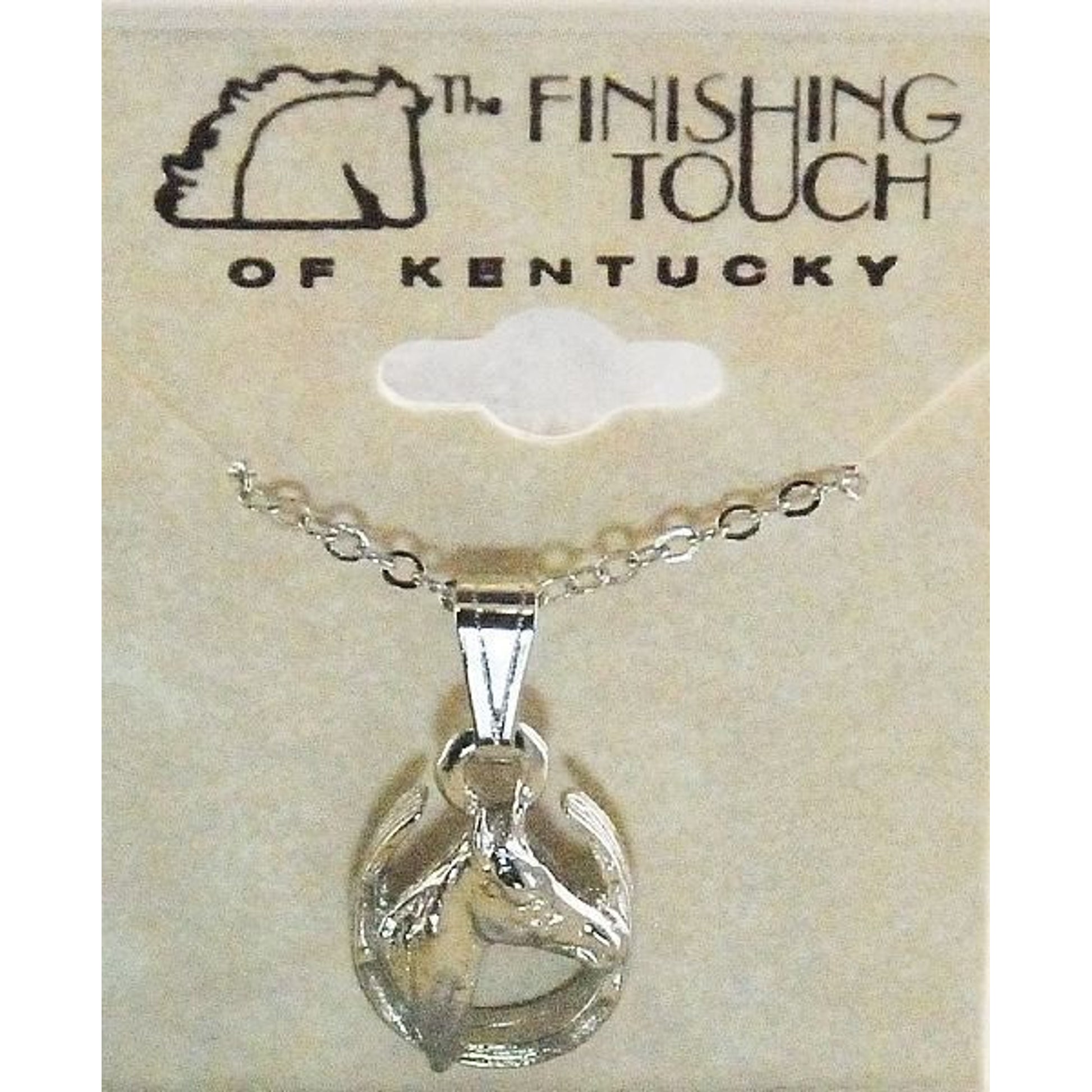Horse Head In Horseshoe Necklace Silver
