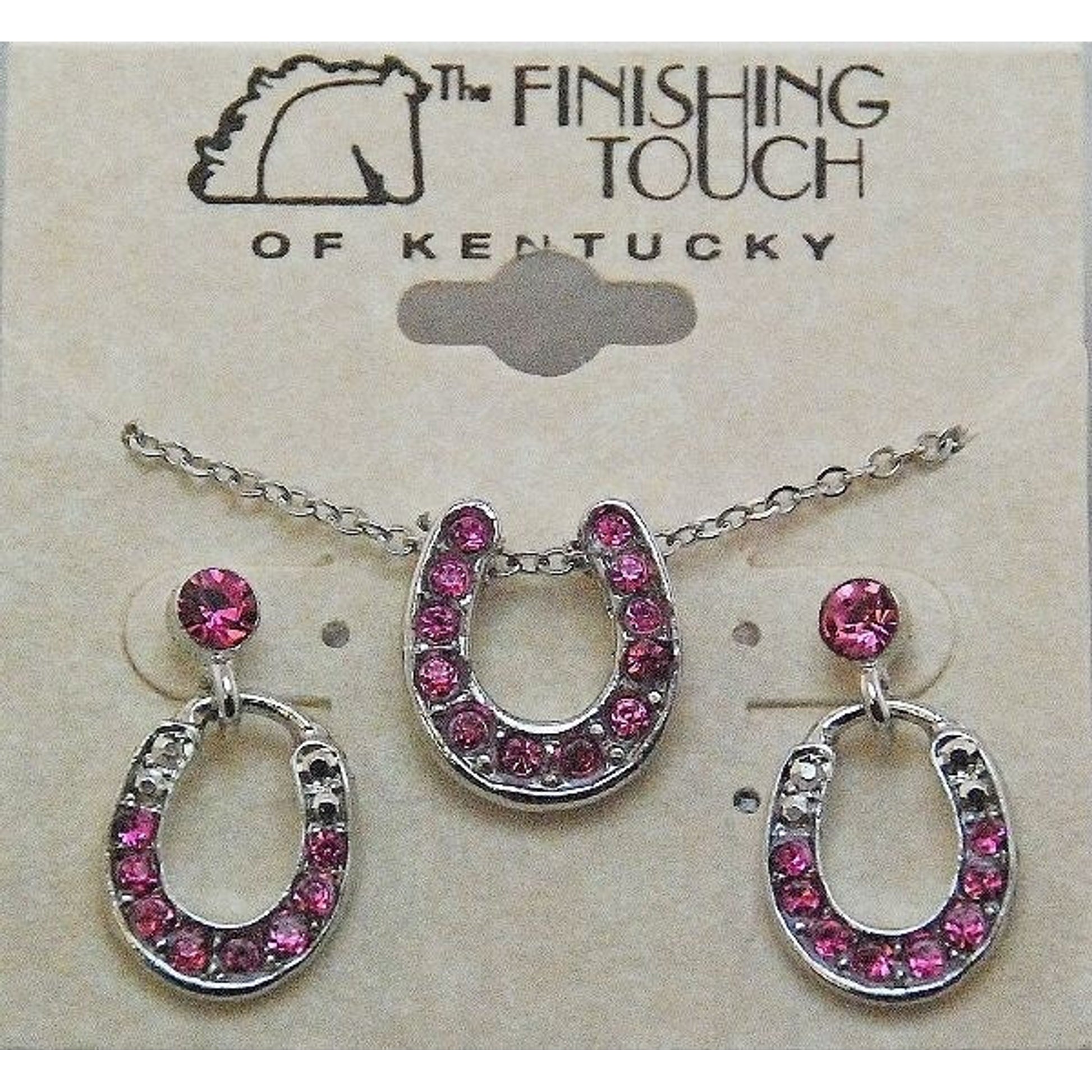 Horseshoe With Stone Gift Set - Pink Silver