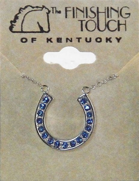 Horseshoe With Light Sapphire Stone Necklace Silver