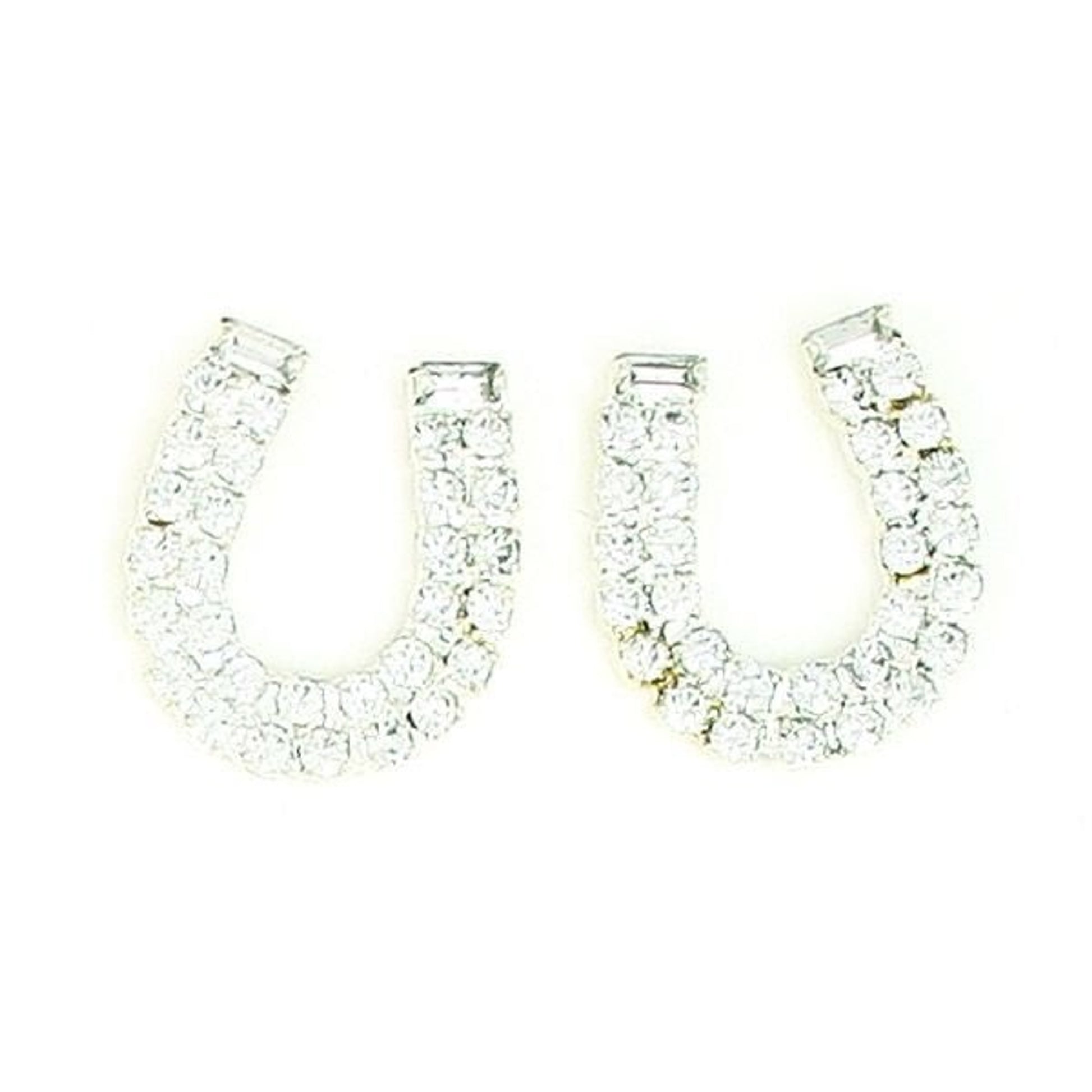 Finishing Touch Horseshoe With Stones Earrings Silver