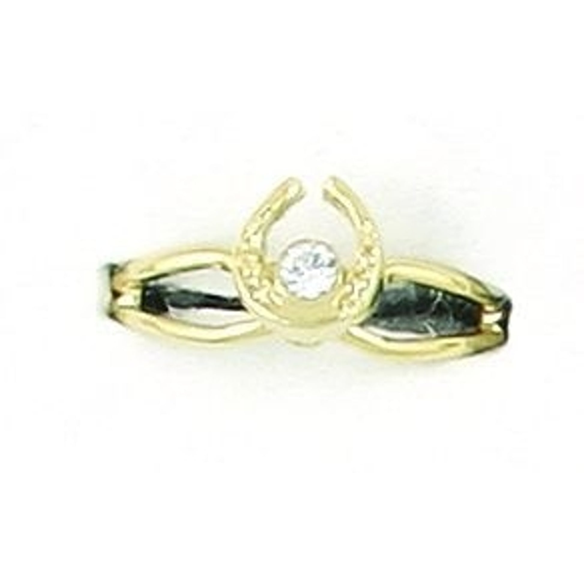 Horseshoe With Stone Adjustable Ring Gold