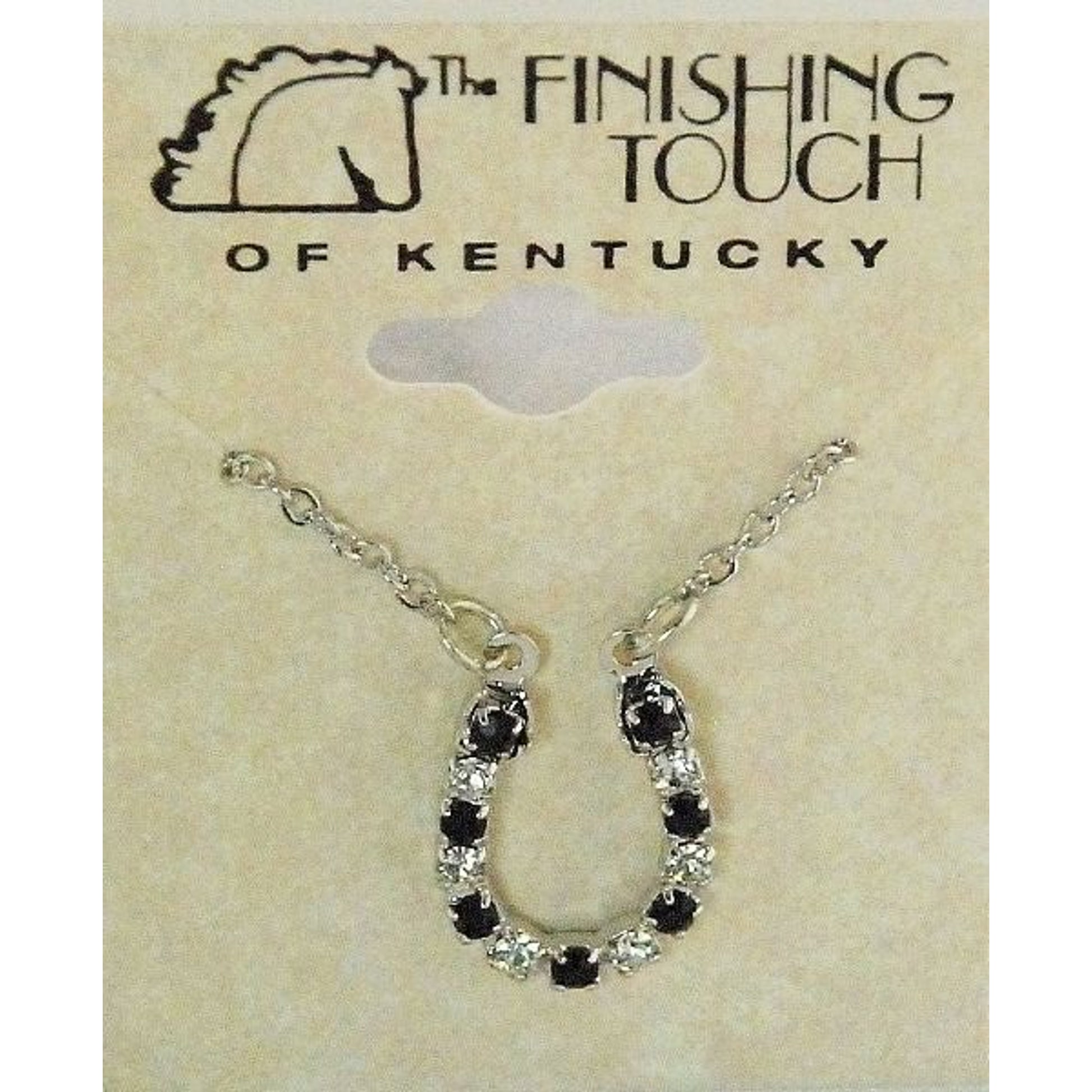 Jet/Crystal Horseshoe Necklace Silver