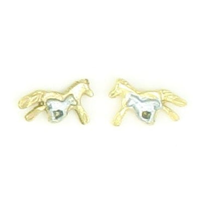 2-Tone Mare And Foal Earrings Gold/Silver