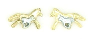 2-Tone Mare And Foal Earrings Gold/Silver