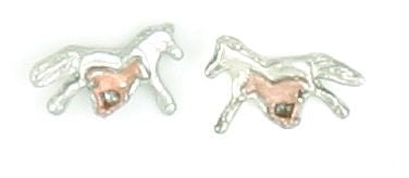 2-Tone Mare And Foal Earrings Gold/Silver