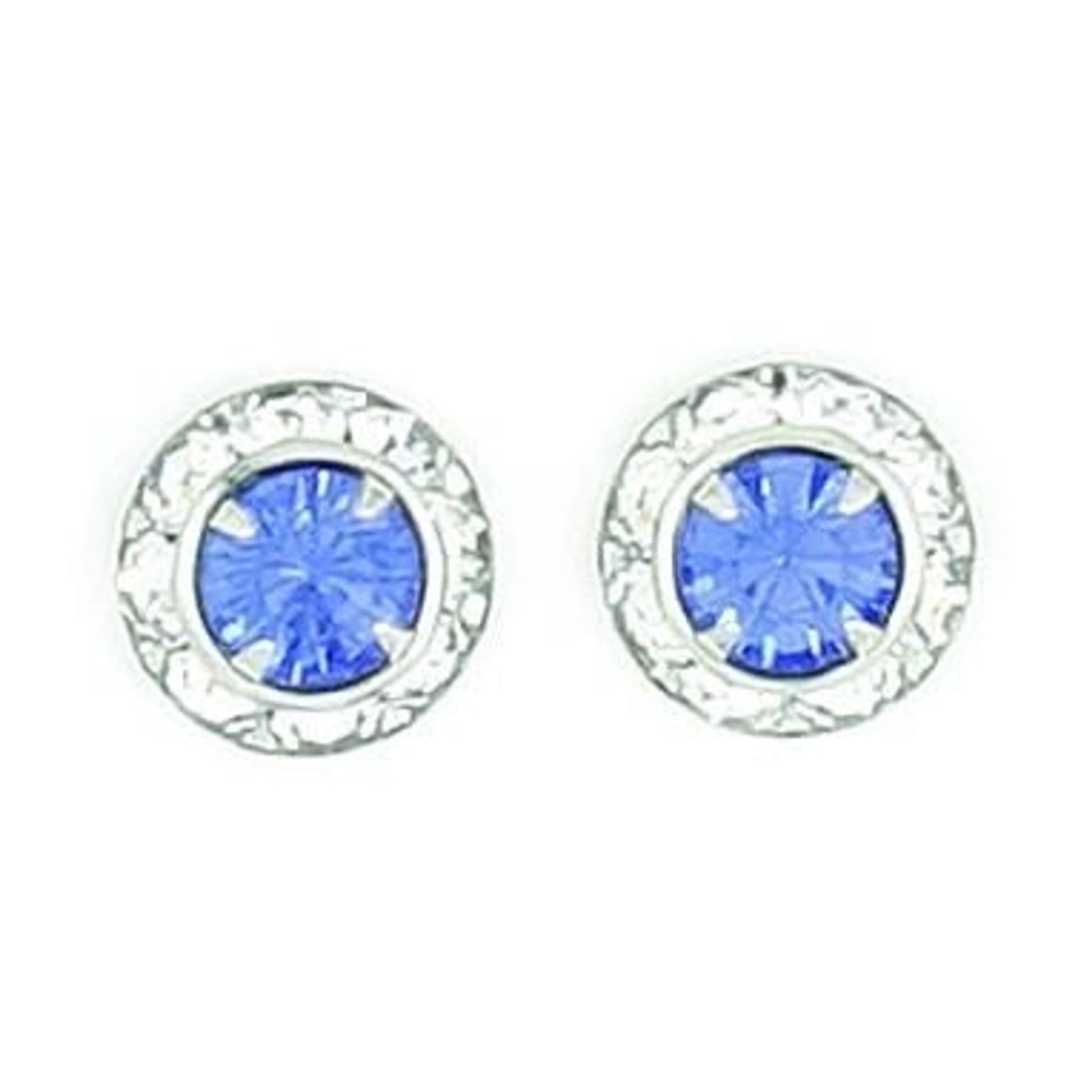 Rondelle Stone Earrings - Sapphire Silver