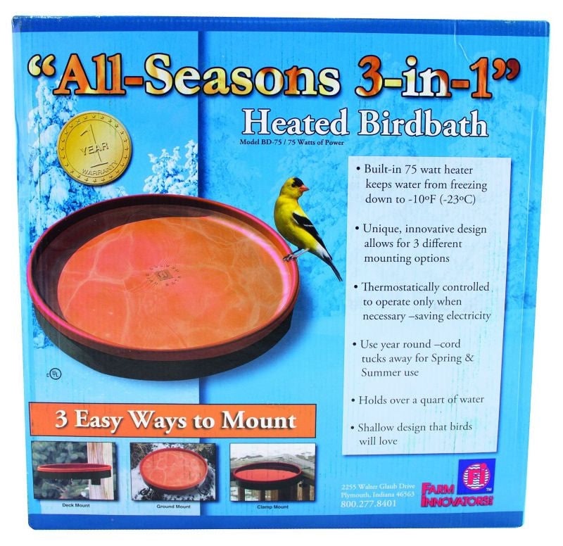 All Seasons 3-In-1 Heated Birdbath 75Watt Terra