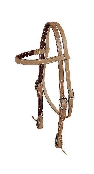 Tory Browband Headstall - Tie Ends 3/4in Bk/Gry