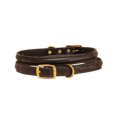 Tory Raised Leather Dog Collar 12in Bk/Gry