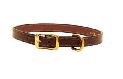 Tory Saddle Stitched Dog Collar 12in Havana