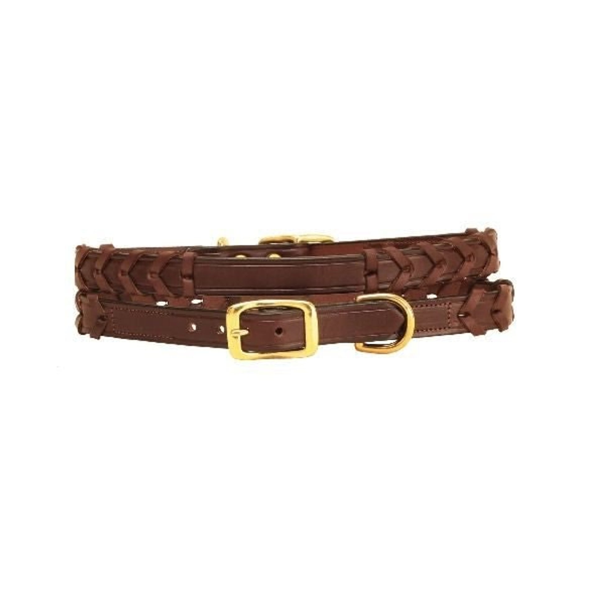 Tory Laced Leather Dog Collar With Name Plate 12in Br