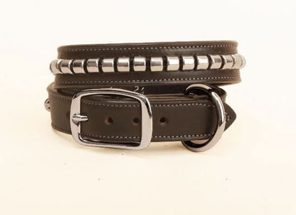 Tory Leather Leather Clinchers Dog Collar 16In Blk