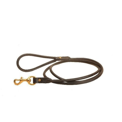 English Bridle Leather Rolled Leash 1/2X4 Blk/Gry