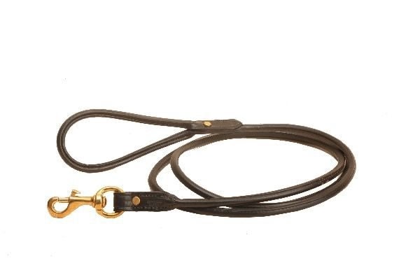 English Bridle Leather Rolled Leash 1/2X4 Blk/Gry