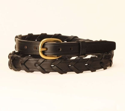 Tory 3/4In Laced Leather Belt With Brass Buckle 24 Br