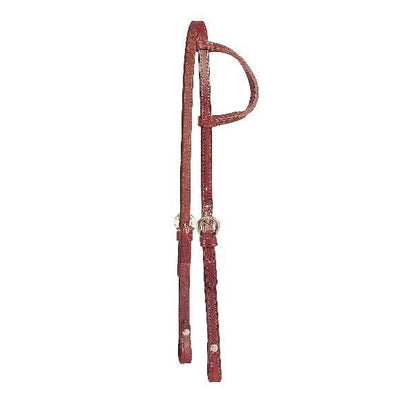 Dbl/Stitch Leather One Ear Headstall 5/8in Bk/Gry