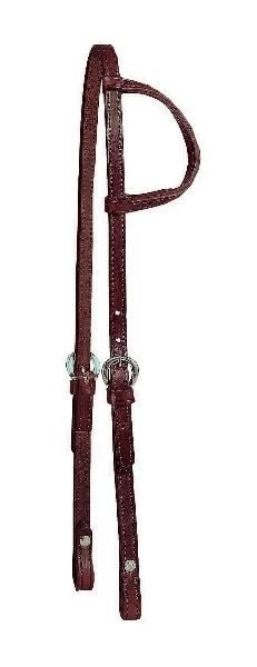 Dbl/Stitch Leather One Ear Headstall 5/8in Bk/Gry