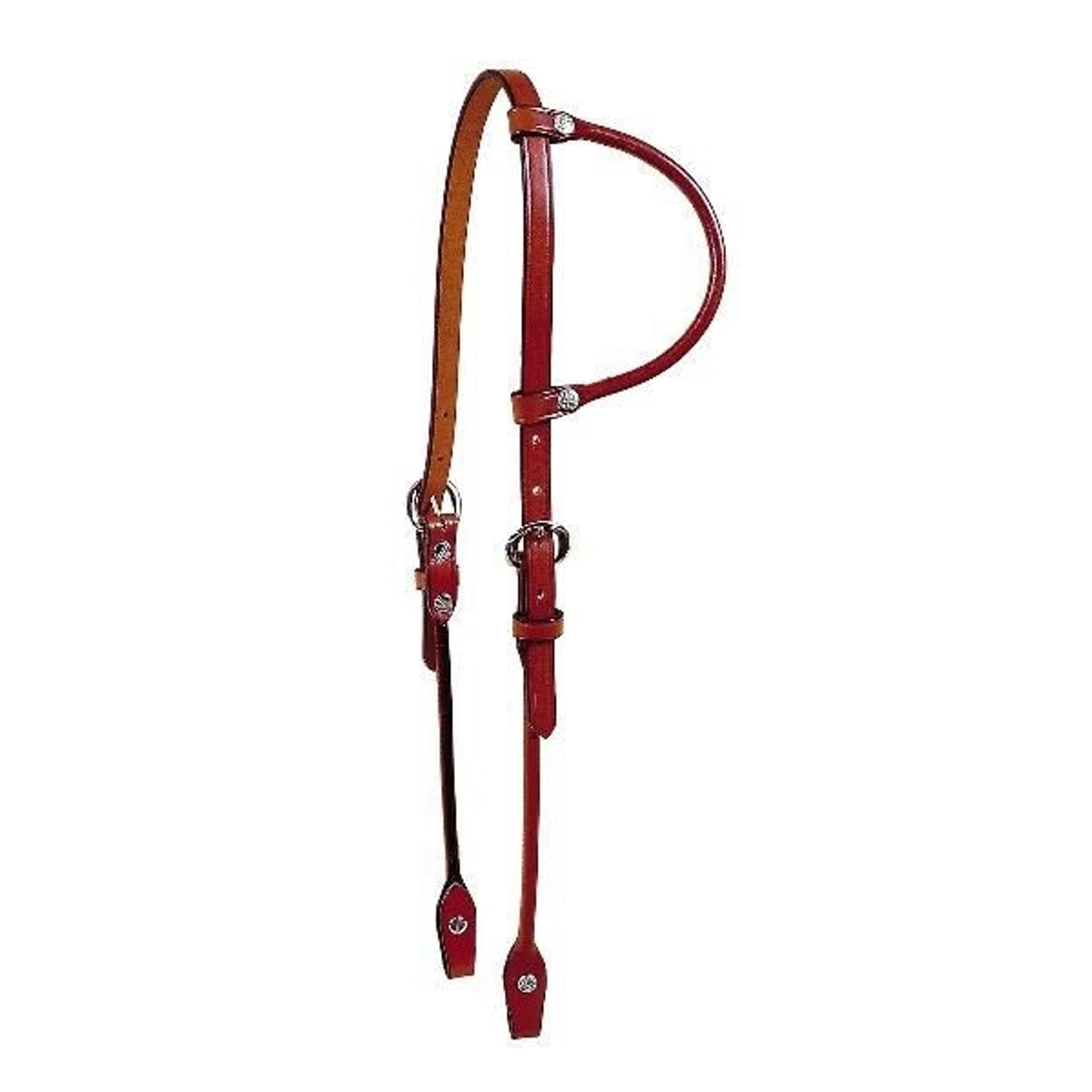 One Ear Rolled Bridle Leather Headstall Bk/Gry