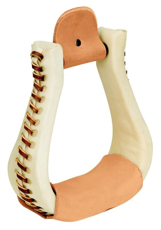 Rawhide Covered Bell Stirrups 5W 2.5Nck Br