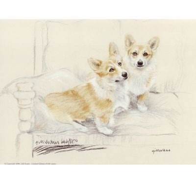 Corgis By Gill Evans Matted 12.75 x 10.75