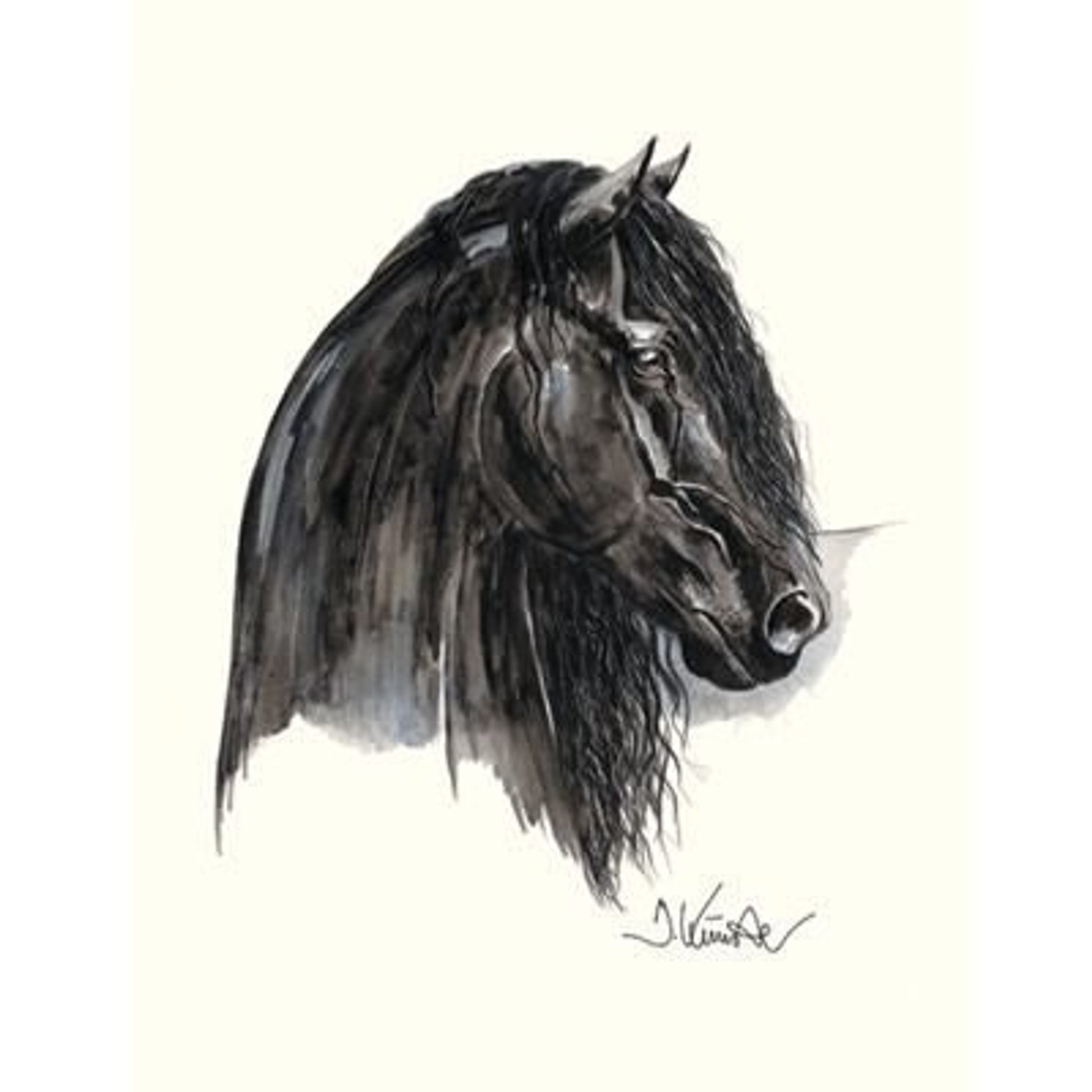 Johnny C Friesian By Jan Kunster 19.75x27.5