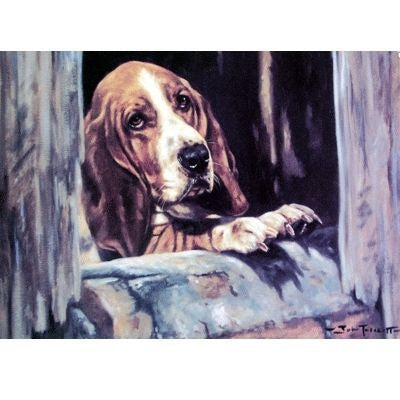 Love Locked Out Basset Hound Blank Cards-6 Pk 5x7