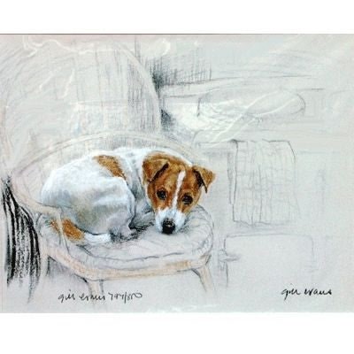 Terrier on a Chair By Gill Evans 12.75x10.75