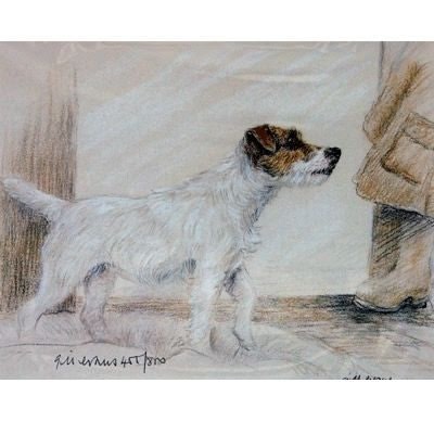 Terrier Standing By Gill Evans 12.75x10.75
