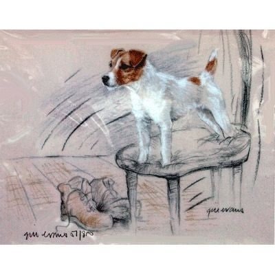 Terrier Stand on Chair By Gill Evans 12.75x10.75
