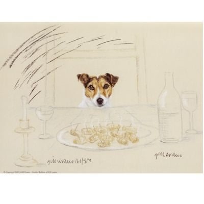 Terrier Wanting Sausage By Gill Evans 12.75x10.75
