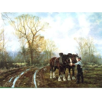 Unhitching Draft Horse Blank Cards 6 Pk 5 x 7