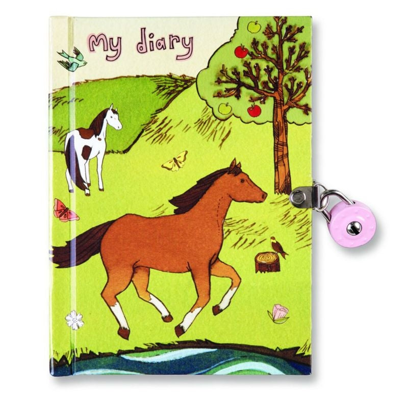 Horses Locked Diary Steel