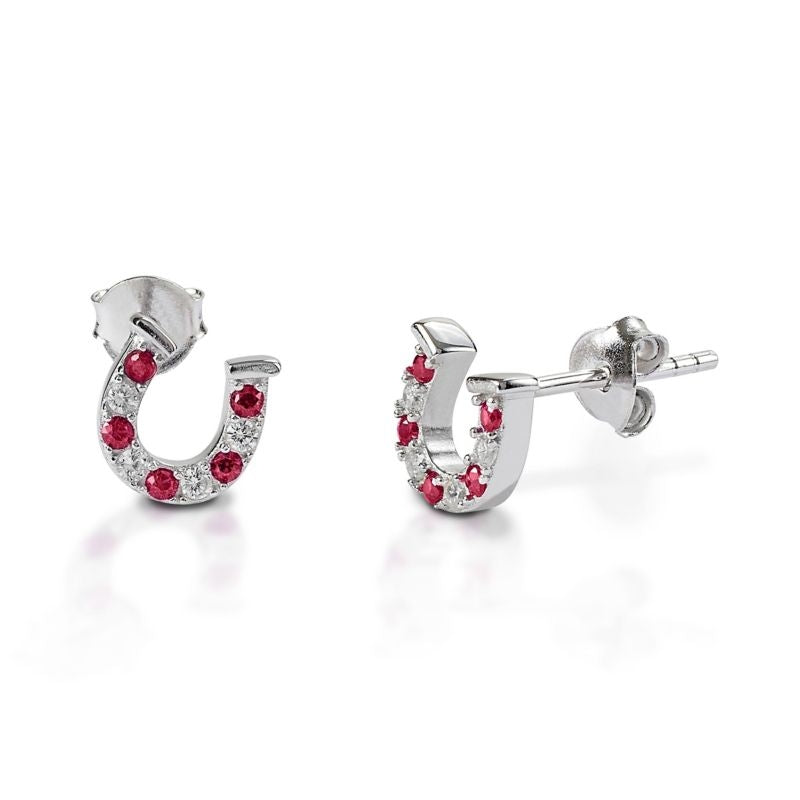 Kelly Herd S Slv Baby Horseshoe Earrings Red