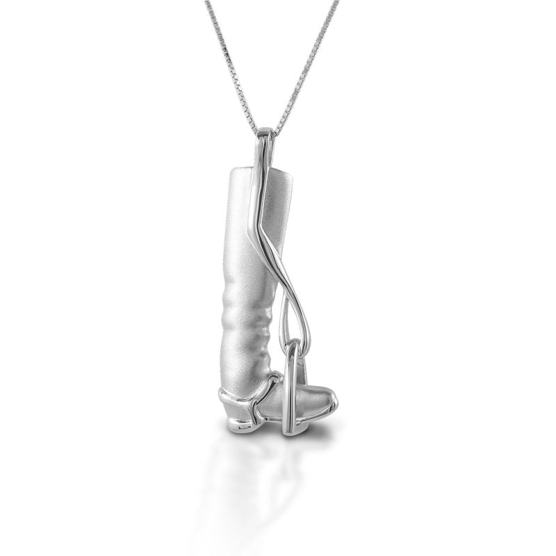 Sterling Silver English Boot Pendant Large