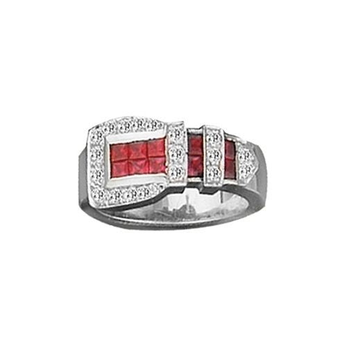 Kelly Herd .925 Sterling Buckle Ring 5 Red
