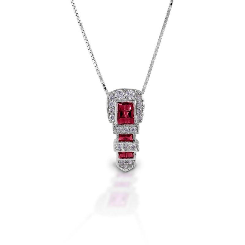 Kelly Herd .925 Classic Buckle Necklace Red