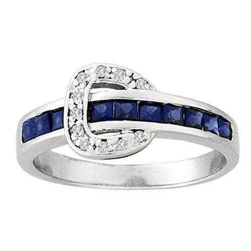 Kelly Herd .925 Channel Buckle Ring 5 Blue