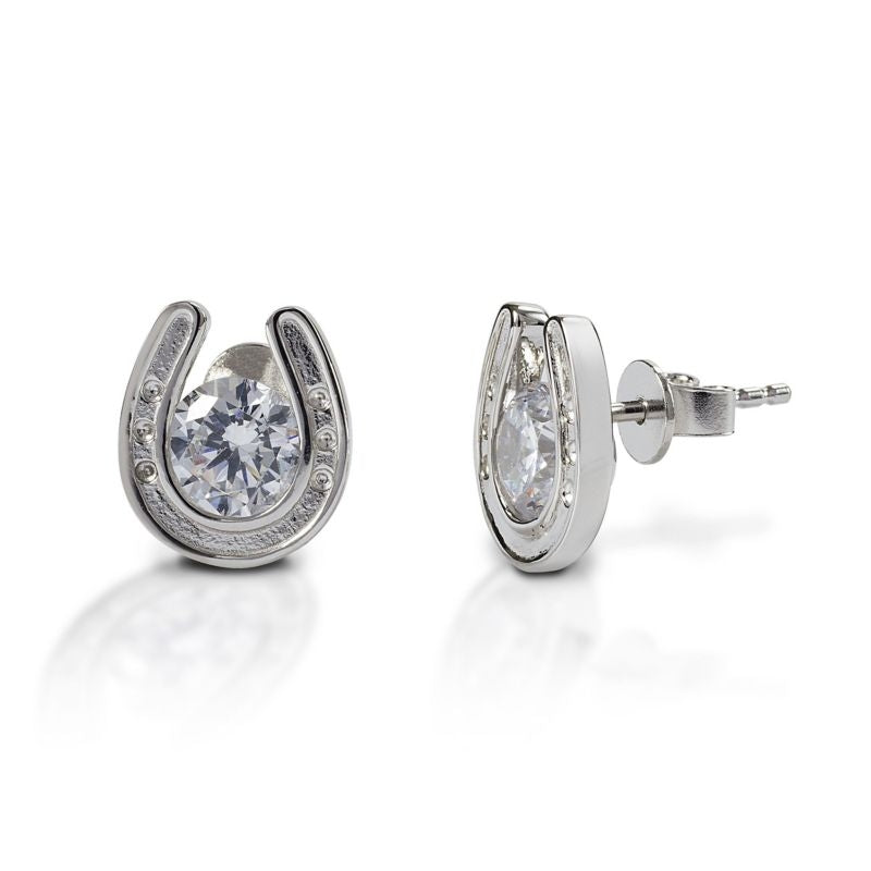Kelly Herd S Slv Round Stone Horseshoe Earrings