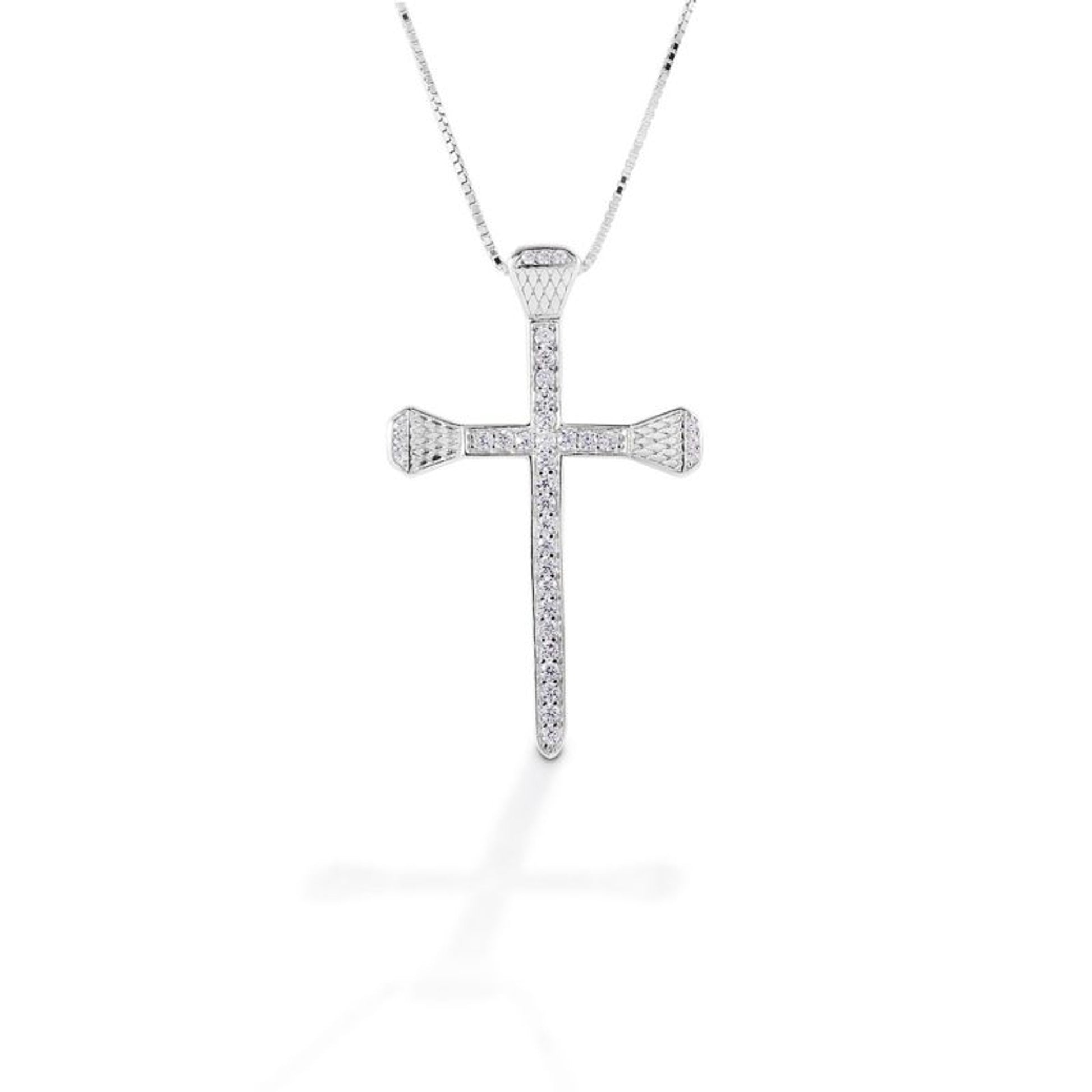 Kelly Herd .925 Sterling Bling Nail Cross Pendant