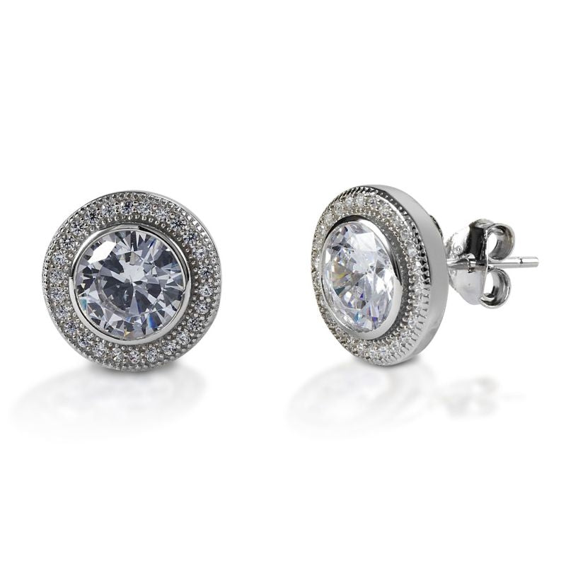 Kelly Herd Sterling Silver Clear Round Earrings