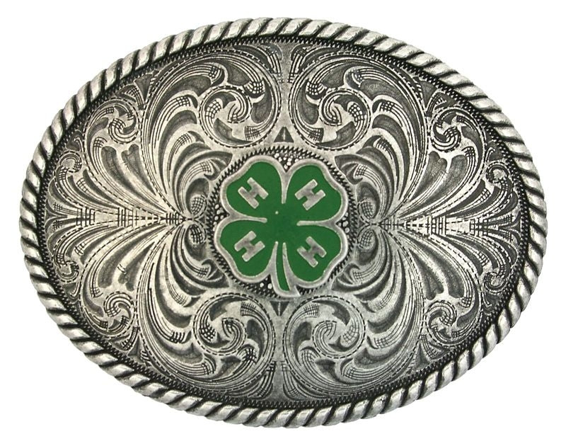 4-H Emblem Classic Antiqued Attitude Beltbuckle Br