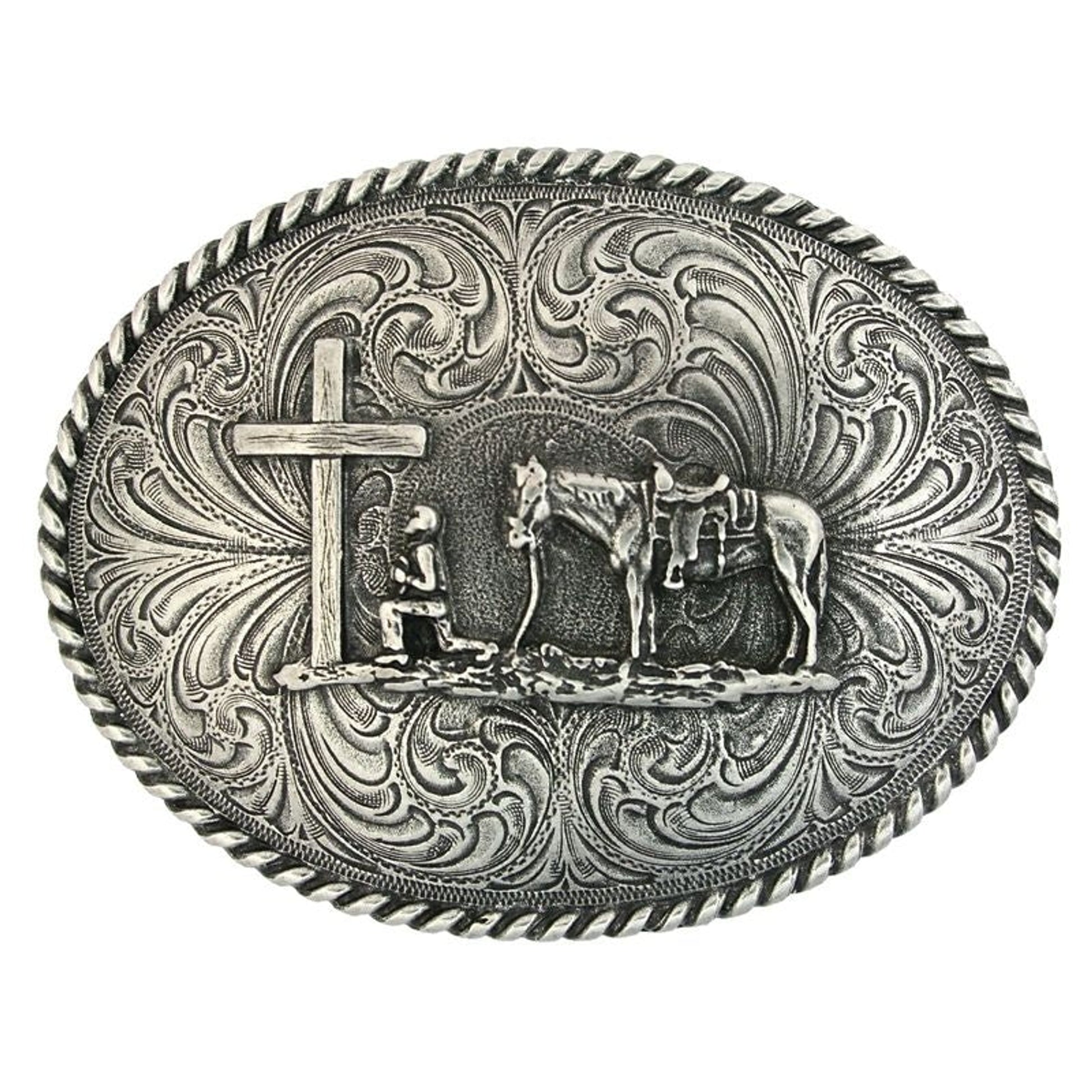 Christian Cowboy Attitude Belt Buckle Brn