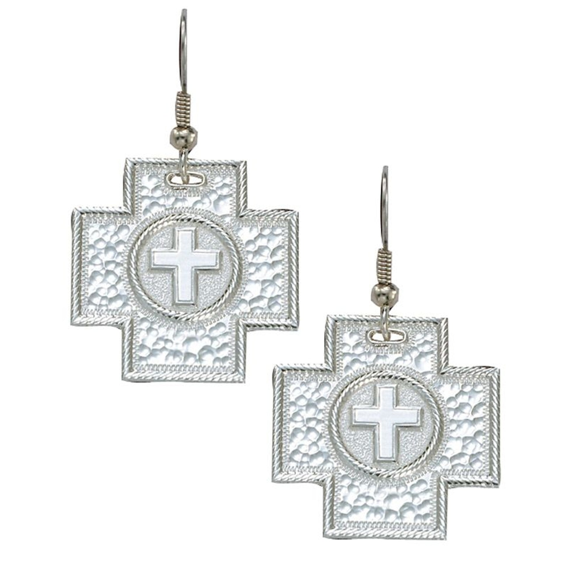 Montana Silversmith Hammered Silver Cross Earrings