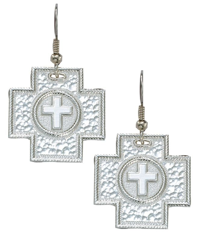 Montana Silversmith Hammered Silver Cross Earrings