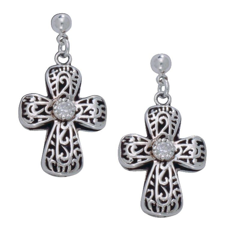 Filigree Cross With Ofpure Heart Earrings