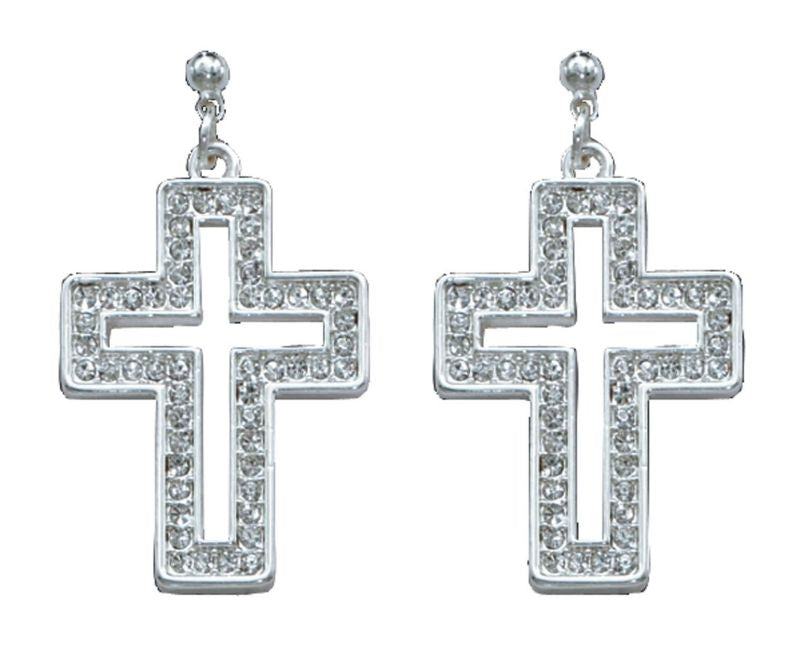 Montana Open Cross In Crystal Frame Earrings