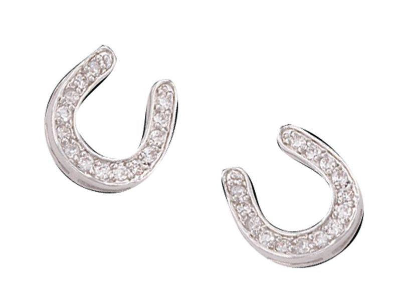 Montana Silver Crystal Horseshoe Button Earrings