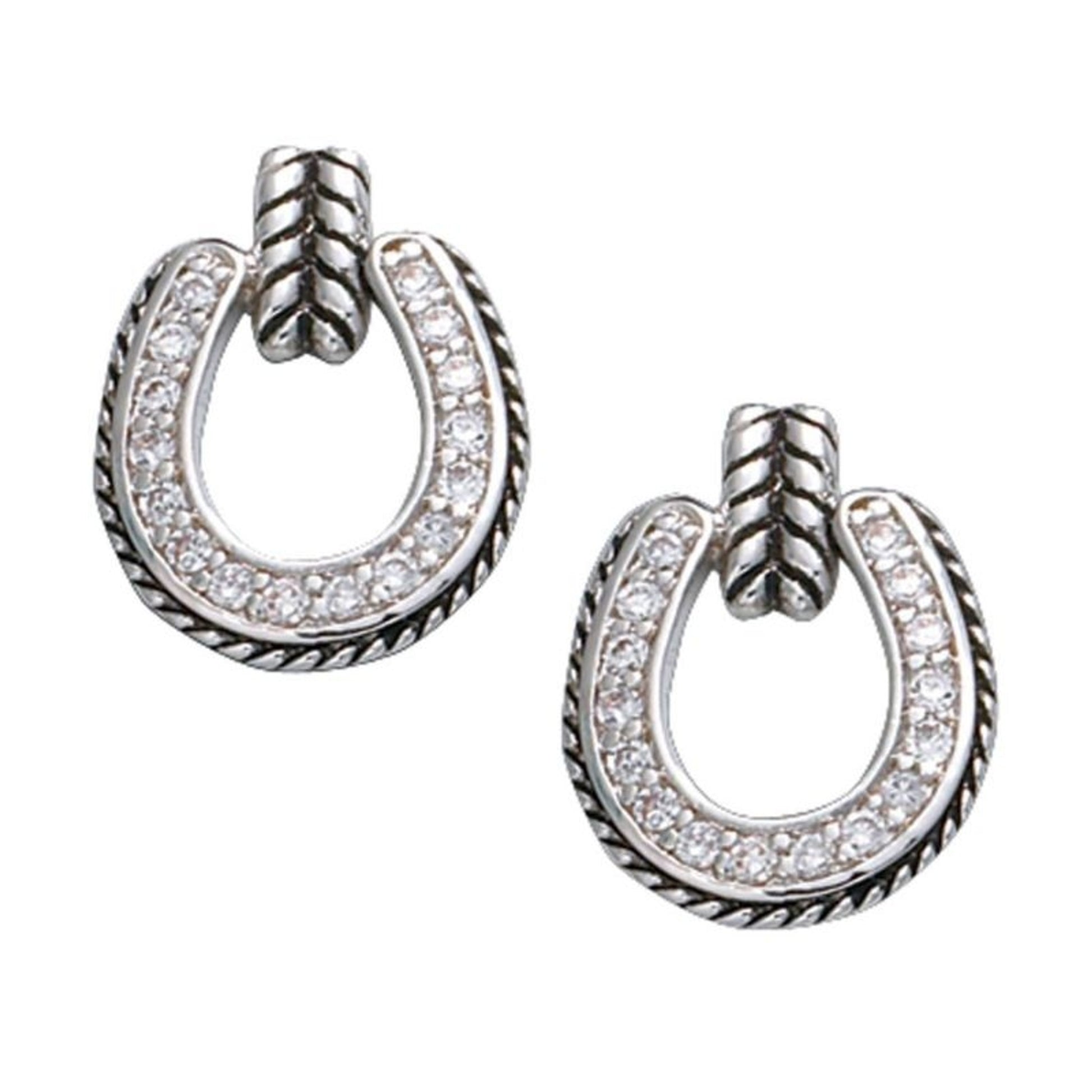 Montana Silver Crystal Horseshoe Drop Earrings