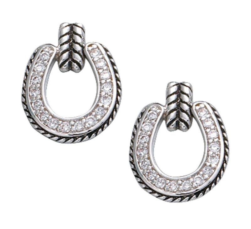 Montana Silver Crystal Horseshoe Drop Earrings