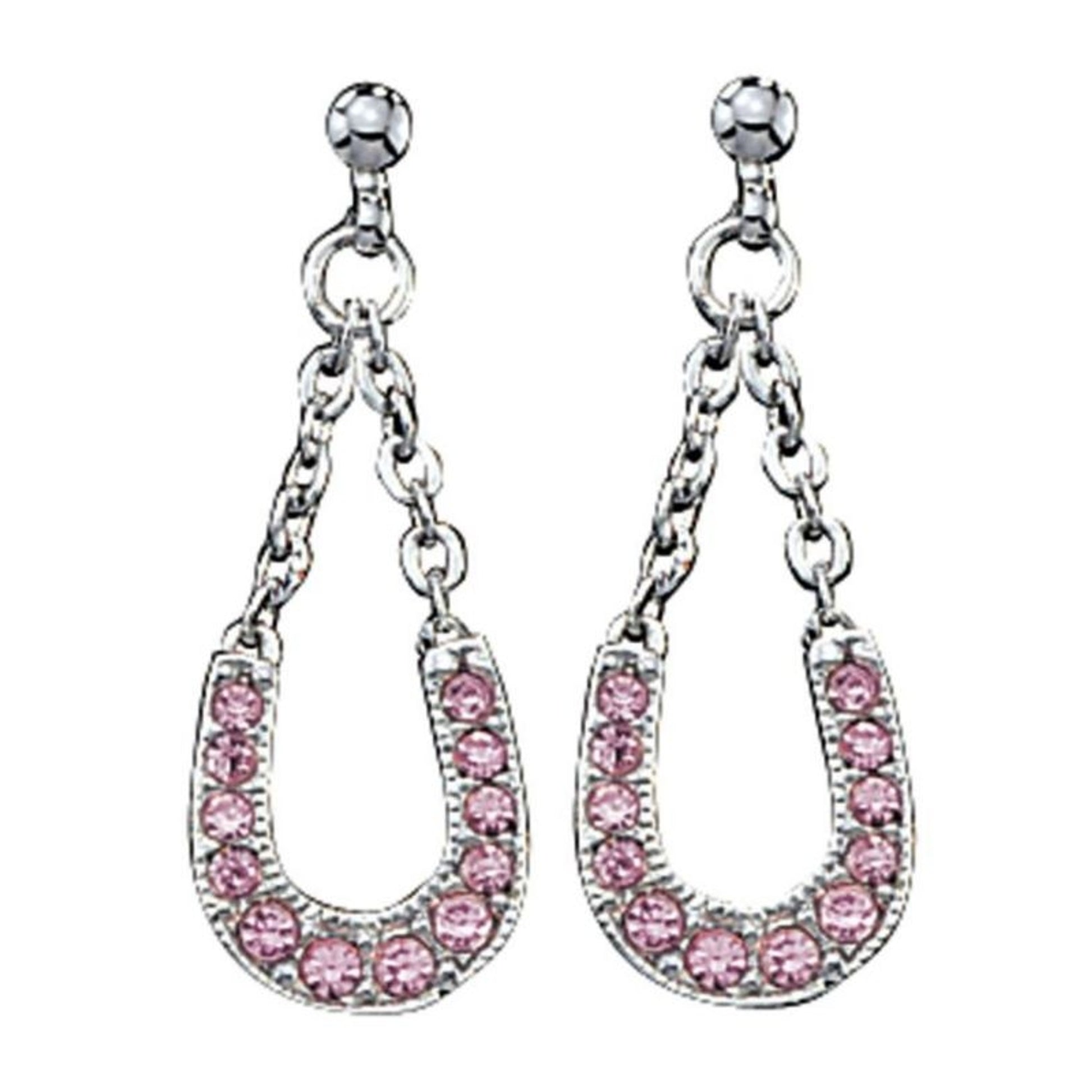 Montana Pink Ice Lucky Hrsshoe Dangle Earrings